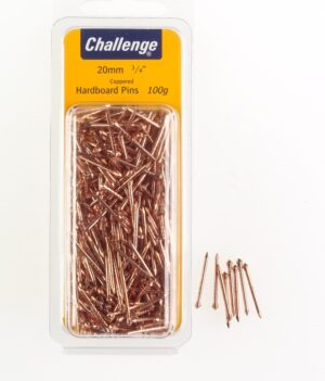 Challenge Copper Plated Hardboard Pins 20mm Clam Pack 100g