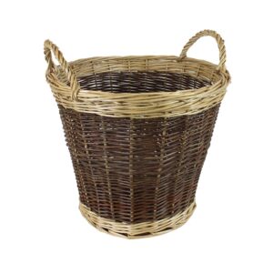 2 TONE MEDIUM WICKER ROUND LOG BASKET WITHOUT LINER