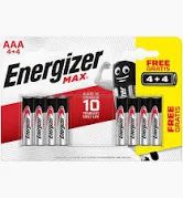 ENERGISER MAX BATTERY AAA 8 +4 Free S15272