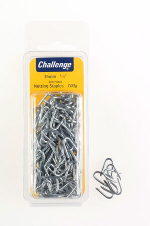 Challenge Zinc Plated Netting Staples 15mm Clam Pack 100g