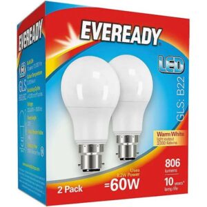 LED GLS 806 Lumen B22 Warm White x 2