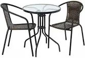 Steel Rattan Bistro Set 3 Piece