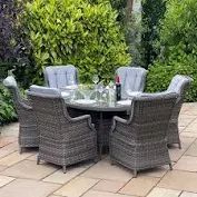 Claddagh Rattan Dining Set 6 Seater Grey