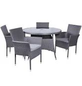 Malaga 110cm Table + 4 Stacking Chairs  Cushions MAL110STK-